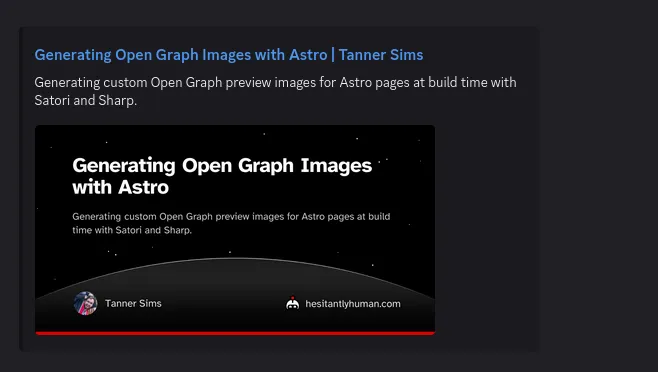 Open Graph image of this blog post, as displayed by Discord